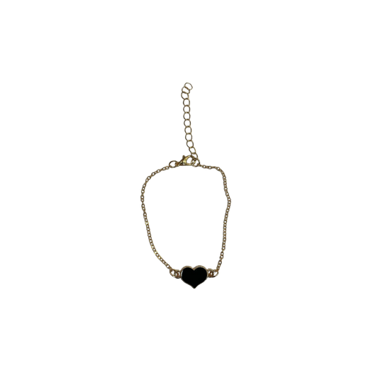 Black Heart Charm Anklet