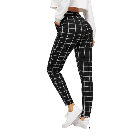 Women - Stretch Pants Grid Design