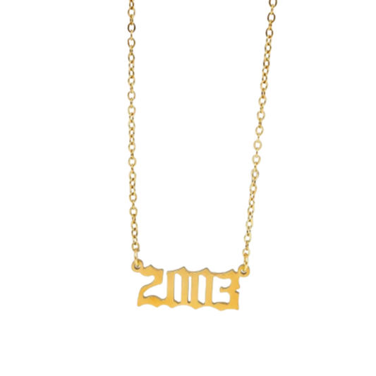 Stainless Steel Year Pendant Necklace