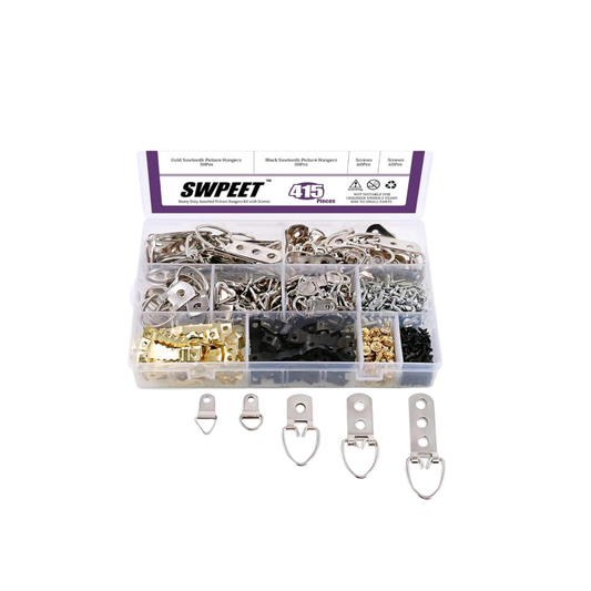 Swpeet 415Pcs Assorted Picture Hangers kit with screws