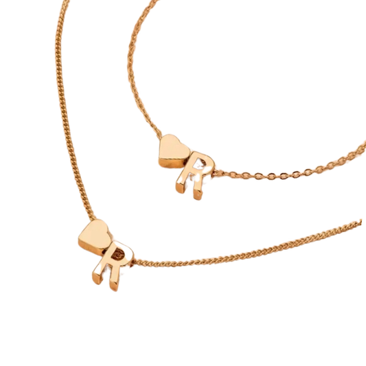 'R' initial Necklace & Bracelet Set