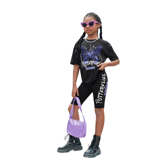 Girls - Shoulder Tee & Biker Shorts