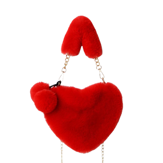 Furry Heart Shaped Bag