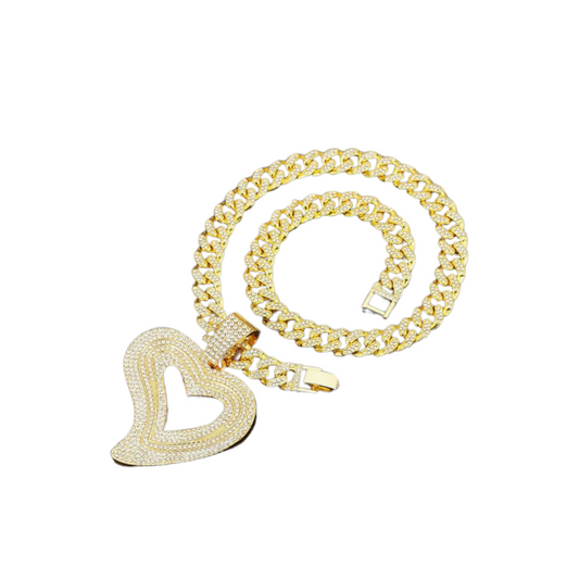 Heart Shaped Studded Earrings & Necklace