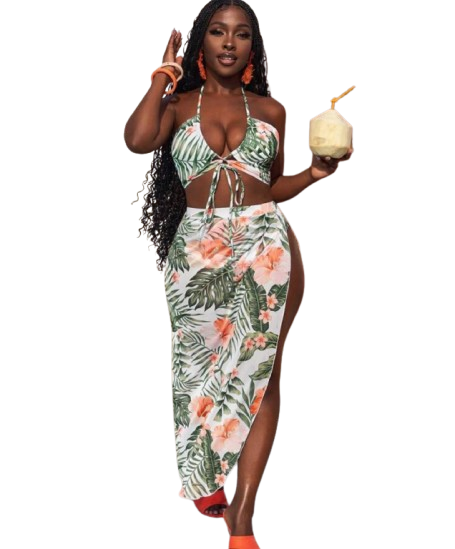 Women - Tropical Floral Swimsuit (3pcs)