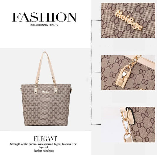 Handbag with Pouch (Red Accent)